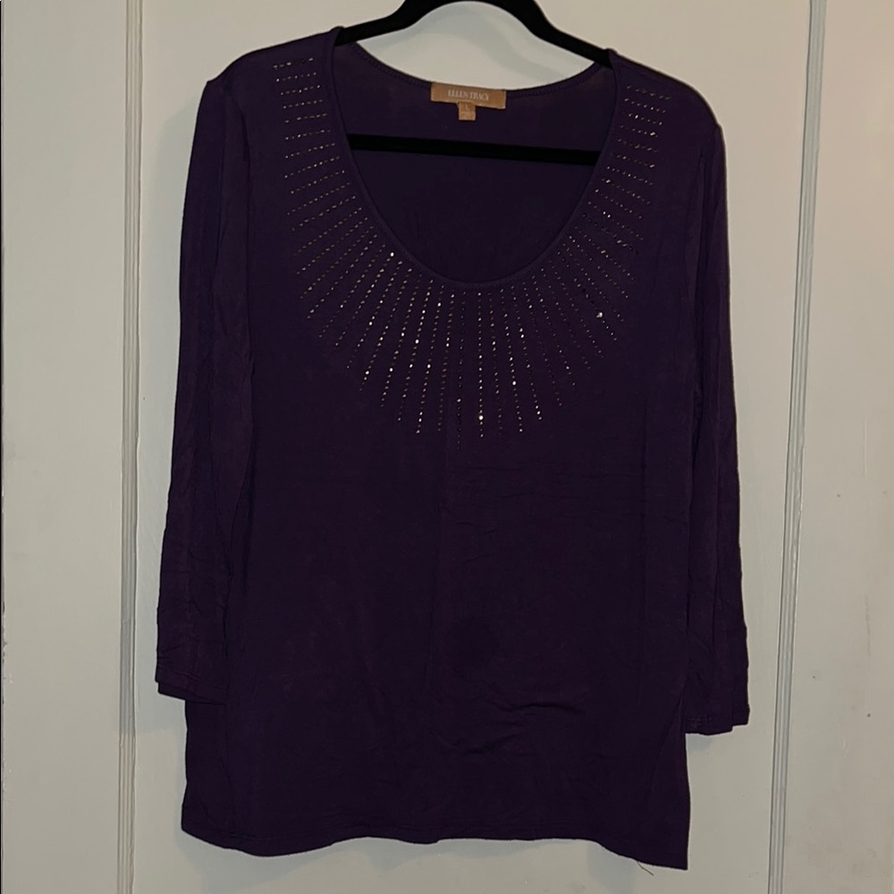 Ellen Tracy Purple Embellished Women's Top